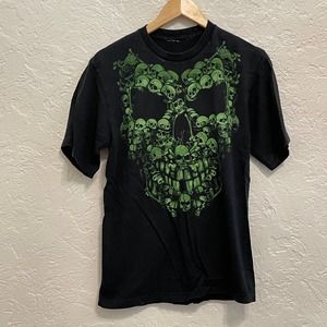 Three 6 Mafia Style Green Skull Vintage Tee Size Medium